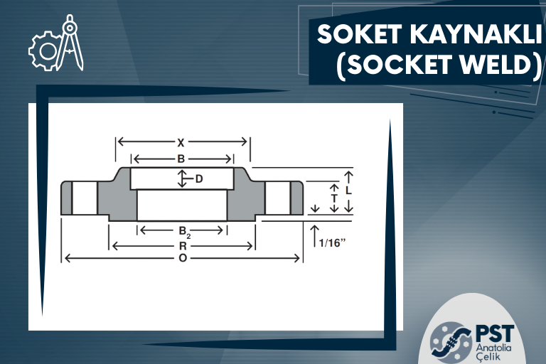 soket kaynakli flange cizim